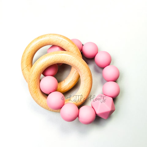 Wood Ring Teether - Mauve Pink