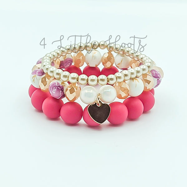 Pink Floral - Mommy & Me, Friends, or Sisters - Stackable Sets