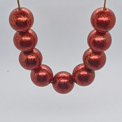 Red & Gold Pearl Bubblegum Necklace