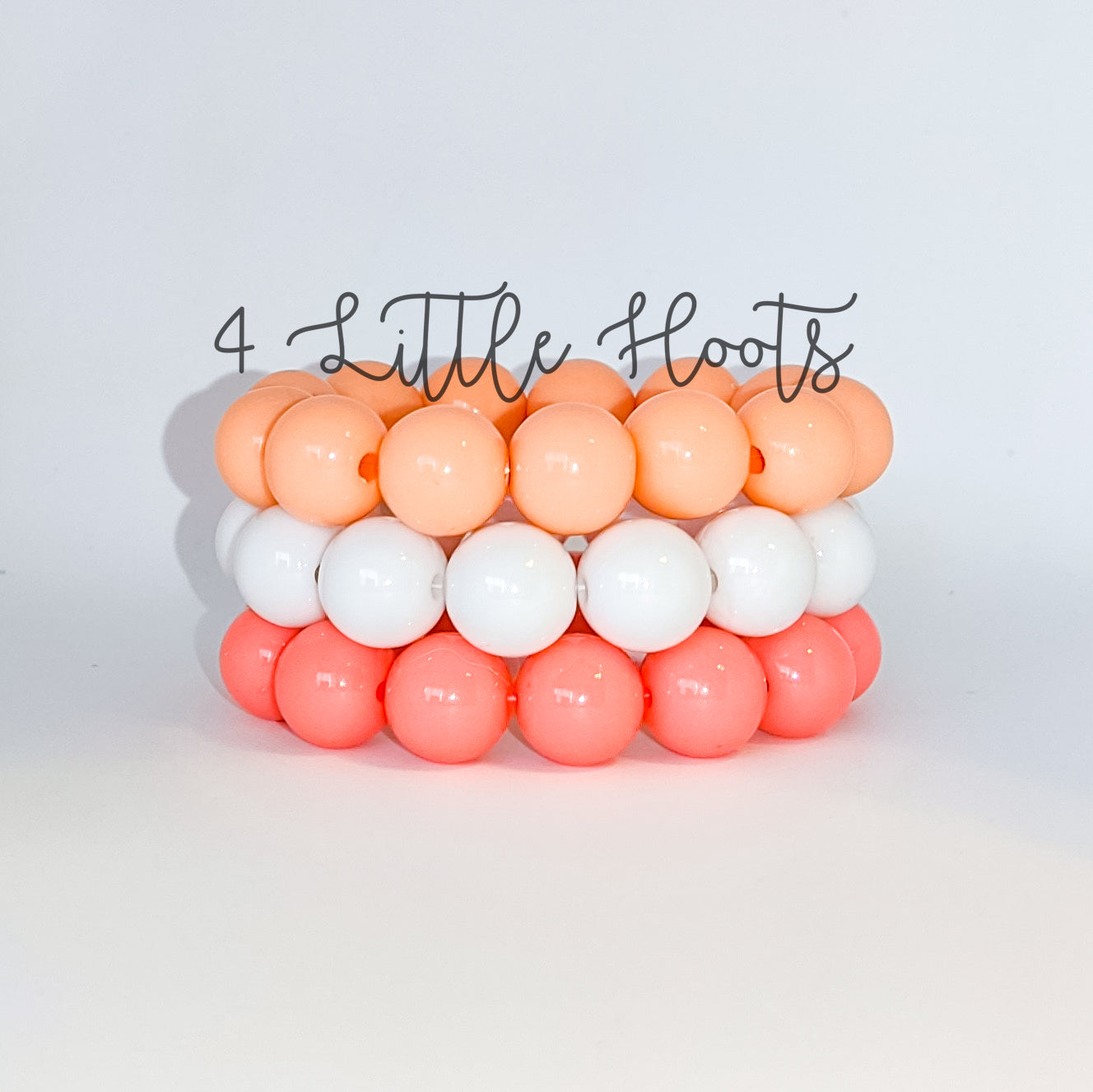 Peachy, White & Coral - Stackable Bracelets