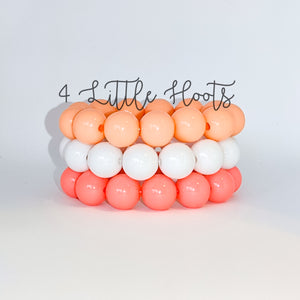 Peachy, White & Coral - Stackable Bracelets