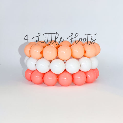 Peachy, White & Coral - Stackable Bracelets